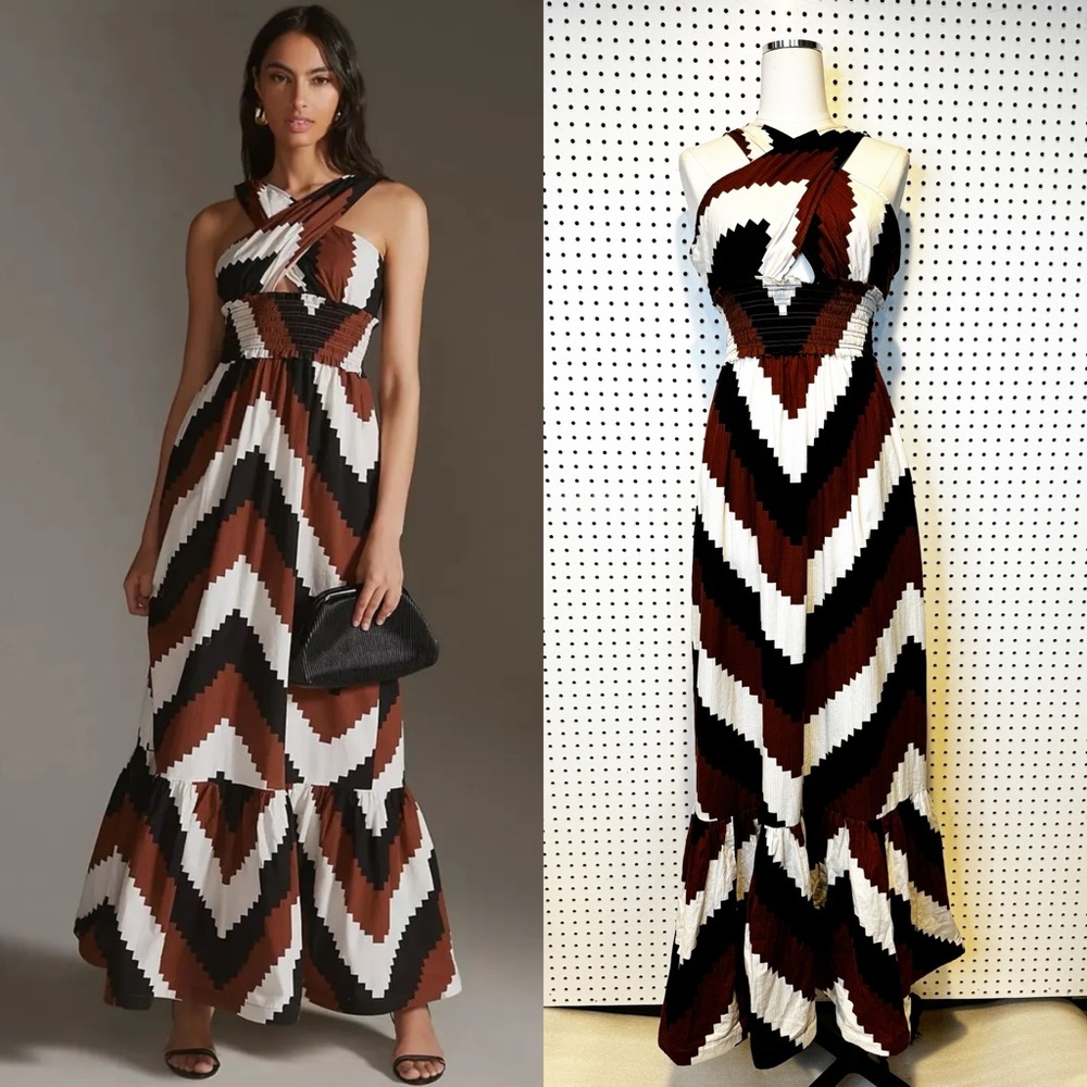 Plenty‎ by Tracy Reese | NWT Black Motif Printed Halter Maxi Dress Sz. S
